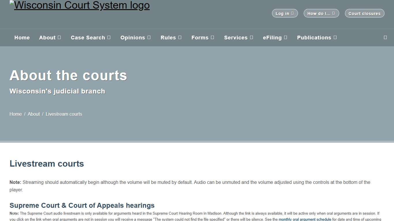 Wisconsin Court System - Livestream courts